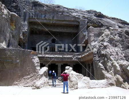 World heritage Ellora 10 caves Exterior person with a person World heritage Ellora 10 caves Exterior person with a person 23997126
