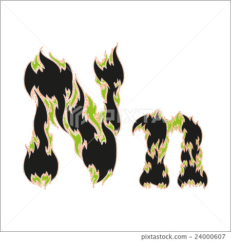fiery font black and green letter N on white fiery font black and green letter N on white 24000607