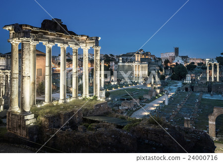 Roman Forum in Rome at sunset, Italy 24000716
