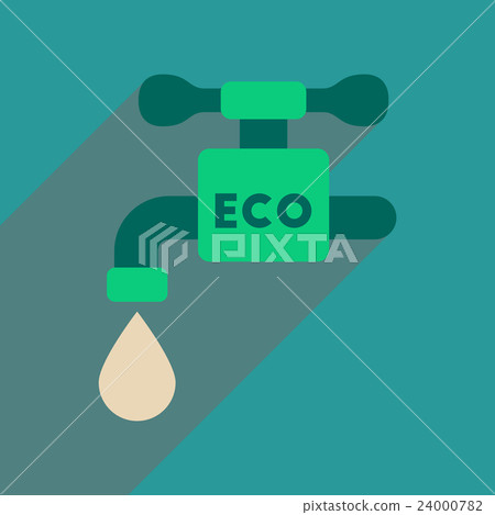 Flat web icon with long shadow water faucet Flat web icon with long shadow water faucet 24000782