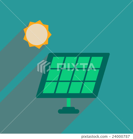 Flat web icon with long shadow solar battery Flat web icon with long shadow solar battery 24000787