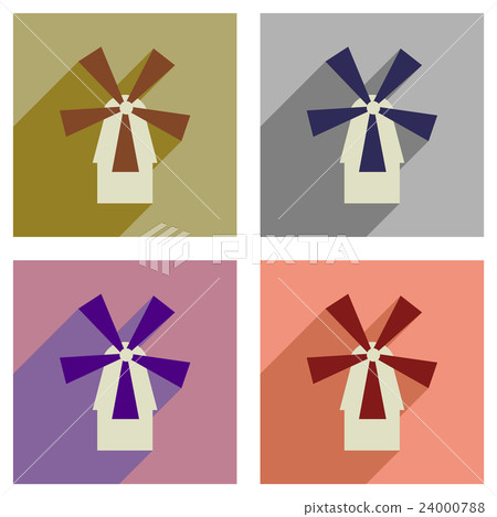 Concept of flat icons with long shadow mill Concept of flat icons with long shadow mill 24000788