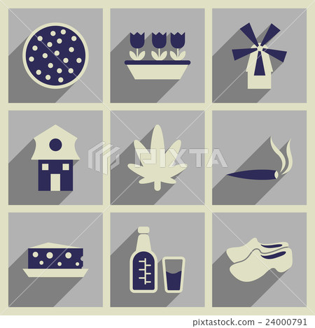 Concept of flat icons with long shadow Holland Concept of flat icons with long shadow Holland 24000791