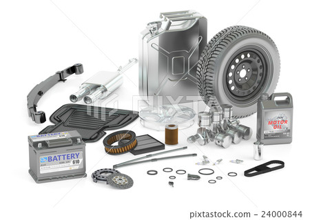set of car parts, 3D rendering 24000844