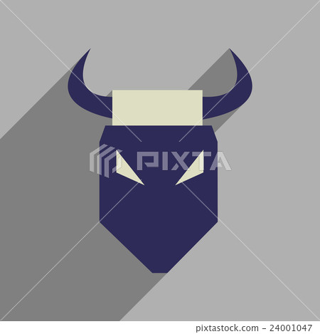Flat web icon with long shadow bull 24001047