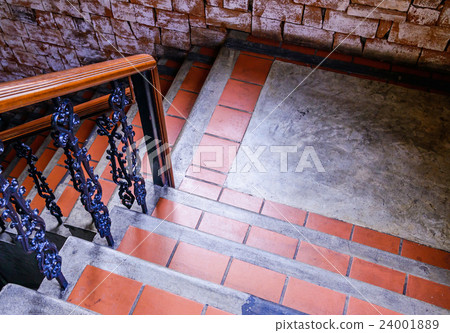 Stairs with lights in urban building, in dark room Stairs with lights in urban building, in dark room 24001889