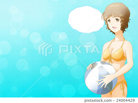 Swimwear A Polka Dot Background Anime Style Stock Swimwear A Polka Dot Background Anime Style Stock