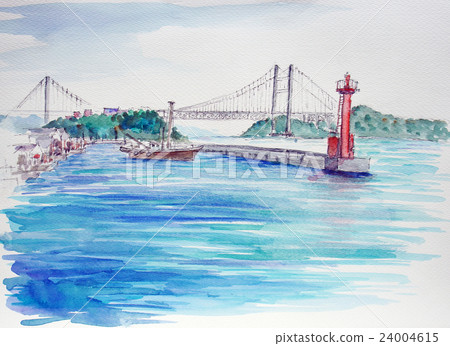 Sketch at Shimotsui Seto Ohashi Bridge Seto Inland Sea Sketch at Shimotsui Seto Ohashi Bridge Seto Inland Sea 24004615