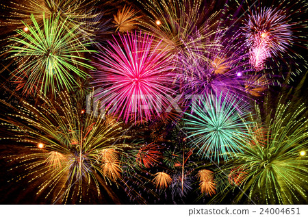 Beautiful fireworks show on clear night sky. Beautiful fireworks show on clear night sky. 24004651
