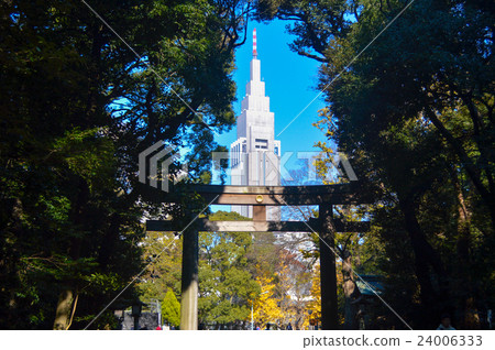 明治神宮牌坊和摩天大樓 明治神宮牌坊和摩天大樓 24006333