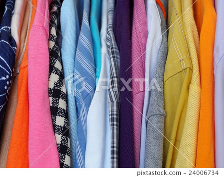 shallow DoF old cloth clothing hanger row 24006734