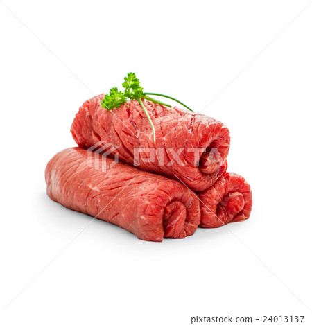 Three raw rouladen beef isolated 24013137