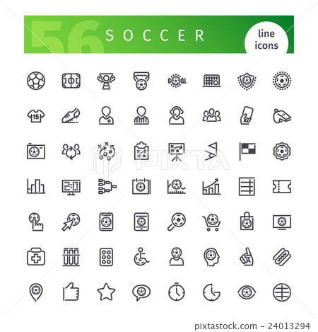 Soccer Line Icons Set - Stock Illustration [24013294] - PIXTA