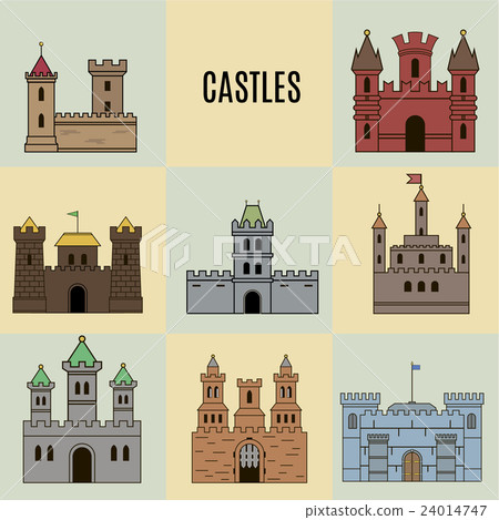 Vector color castle icon set. Vector color castle icon set. 24014747