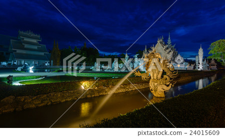 Wat Rongkhun temple in twilight or white temple. Wat Rongkhun temple in twilight or white temple. 24015609