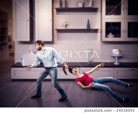 Man pulling woman by the hair Man pulling woman by the hair 24016093