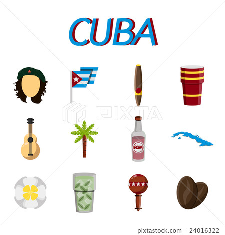 Cuba flat icon set Cuba flat icon set 24016322
