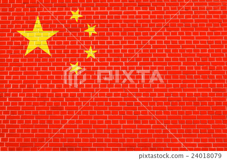 Flag of China on brick wall texture 24018079