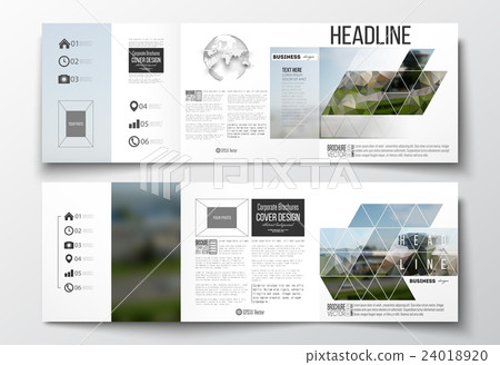 Set of tri-fold brochures, square design templates Set of tri-fold brochures, square design templates 24018920