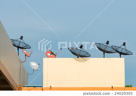 Satellite dishes on a residence Satellite dishes on a residence 24020305
