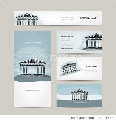 Business card design, antique style building with 24021678