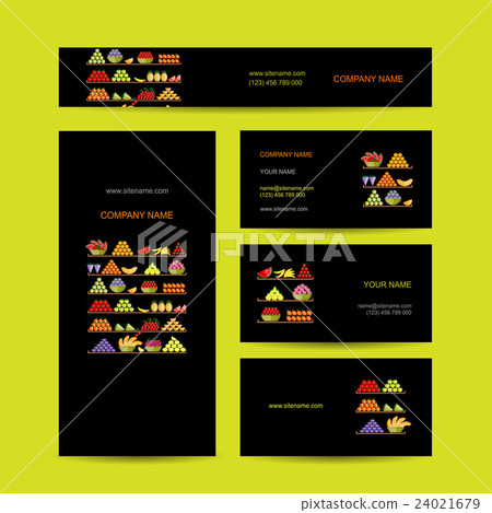 Business cards design, shelves with fruits 24021679
