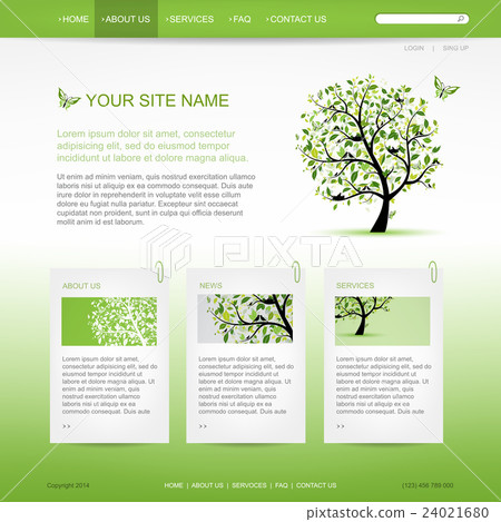 Website design template with green tree 24021680