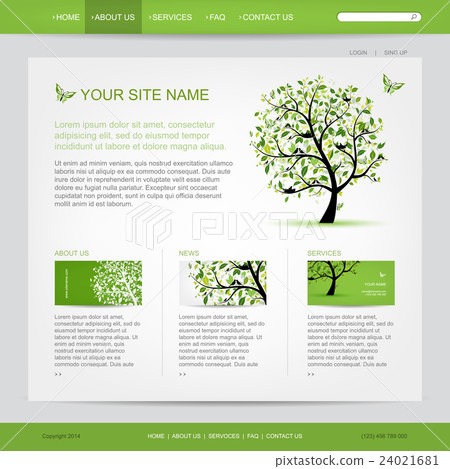 Website design template with green tree 24021681