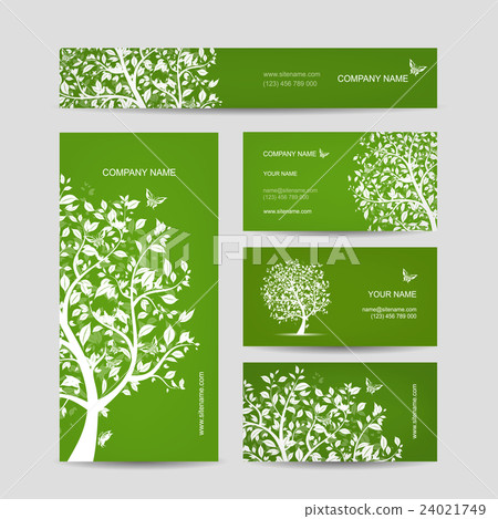 Business cards design, spring tree with birds Business cards design, spring tree with birds 24021749
