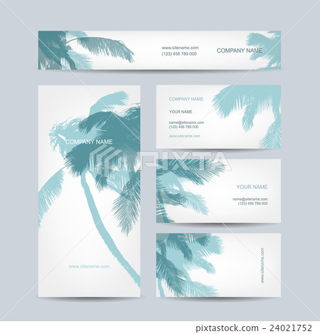 Set of business cards design, palm tree Set of business cards design, palm tree 24021752