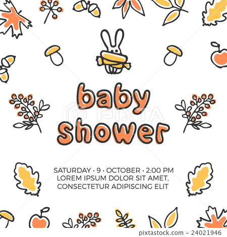 Baby shower vector template with cute doodle Baby shower vector template with cute doodle 24021946