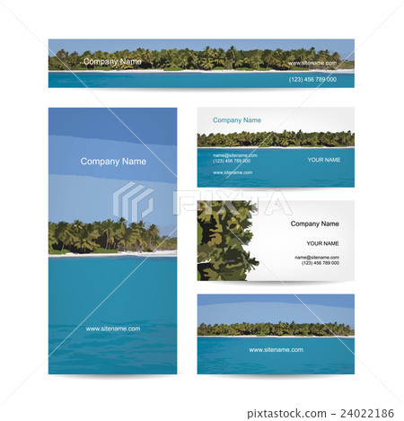 Business cards design, tropical island 24022186