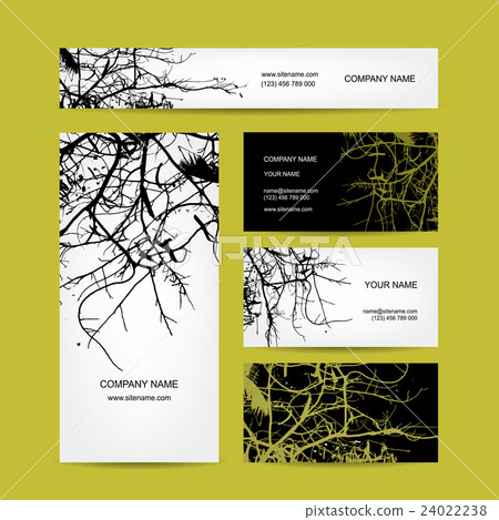 Business cards design, bare tree background 24022238