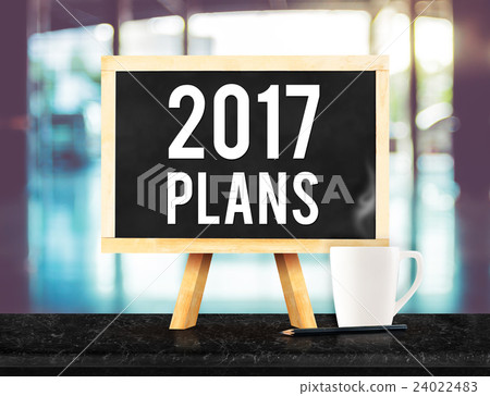 2017 plans on blackboard with easel on marble 2017 plans on blackboard with easel on marble 24022483