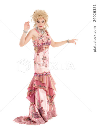 Portrait Drag Queen in Pink Evening Dress Performing 24026321