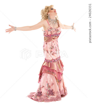 Portrait Drag Queen in Pink Evening Dress Performing 24026331