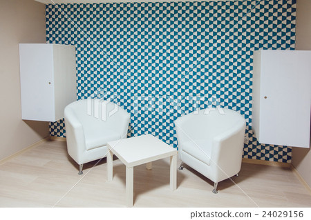 Room interior, table and stools wite Room interior, table and stools wite 24029156