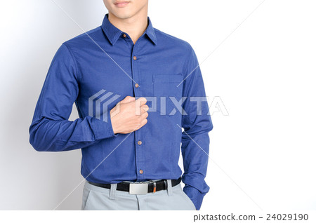 businessman in blue shirt white background 24029190
