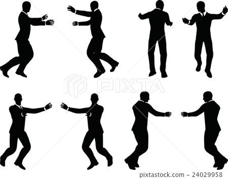 business man silhouette in push pose 24029958