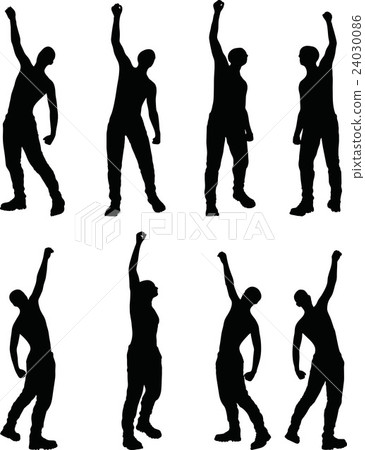 man silhouette in victorious, pose man silhouette in victorious, pose 24030086