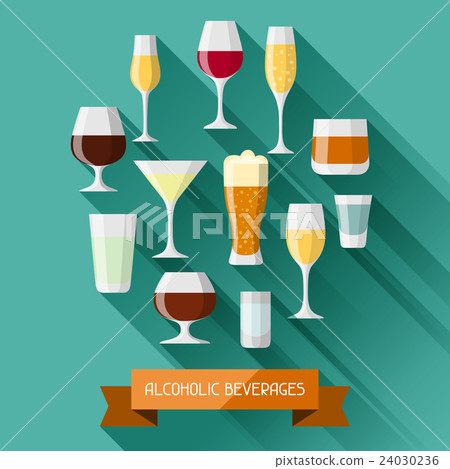 Alcohol drinks background design. Glasses for 24030236