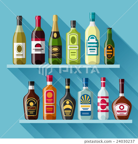 Alcohol drinks background design. Bottles for 24030237