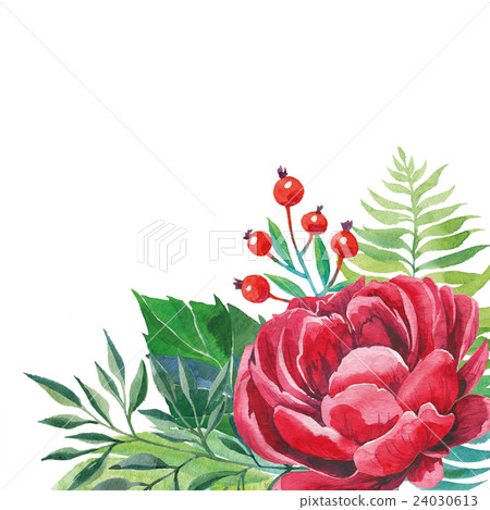 Watercolor flowers frame template. 24030613
