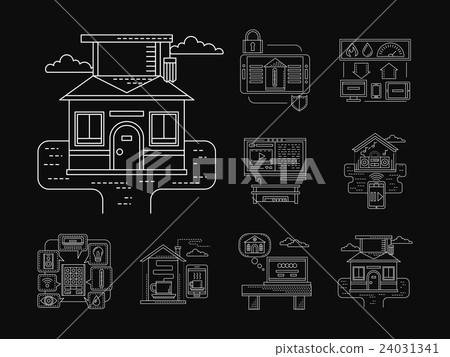 Home technology detailed vector icons white line 24031341