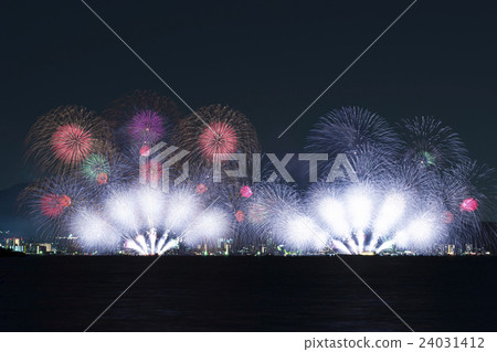 Stock Photo: lake biwa fireworks competition, Fireworks Display, display of fireworks