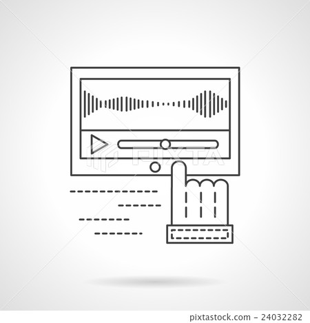Sound record processing flat line vector icon 24032282