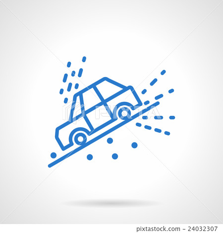 Car slope down blue line vector icon 24032307