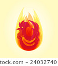 Silhouette of red cock in flame. 24032740