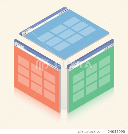 Simple colorful isometric browser window on white 24033090