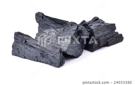 Natural wood charcoal isolated on white background 24033380